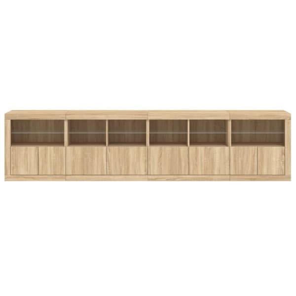 vidaXL Skjenk med LED-lys sonoma eik 283x37x67 cm