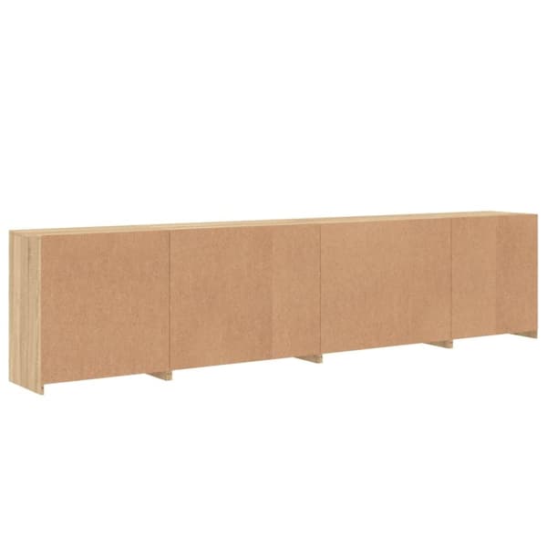 vidaXL Skjenk med LED-lys sonoma eik 283x37x67 cm
