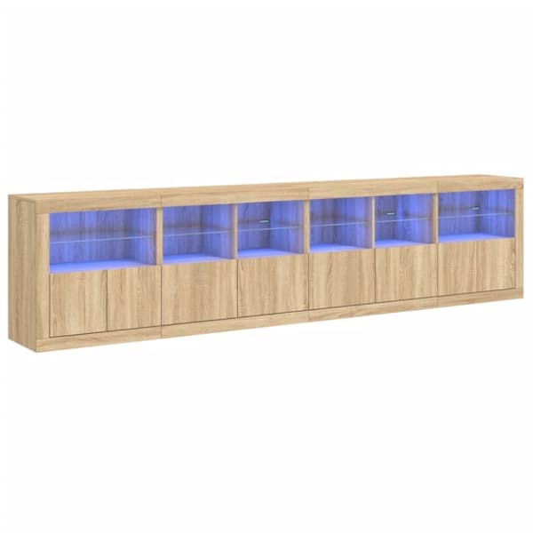 vidaXL Skjenk med LED-lys sonoma eik 283x37x67 cm