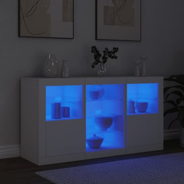 vidaXL skænk med LED-lys 123x37x67 cm hvid