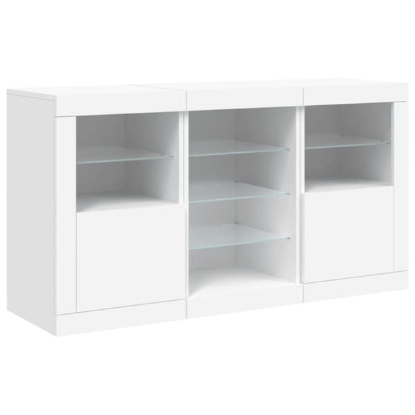 vidaXL skænk med LED-lys 123x37x67 cm hvid