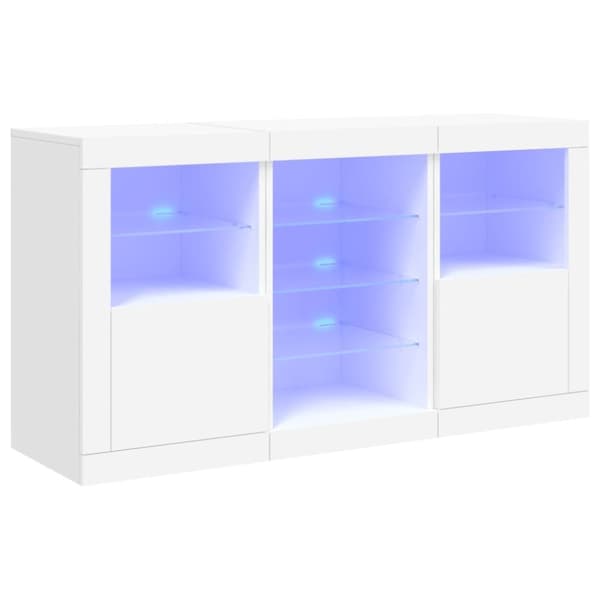 vidaXL skænk med LED-lys 123x37x67 cm hvid