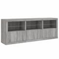 Miniatyrbilde 5 av 11: vidaXL Skjenk med LED-lys grå sonoma 181,5x37x67 cm