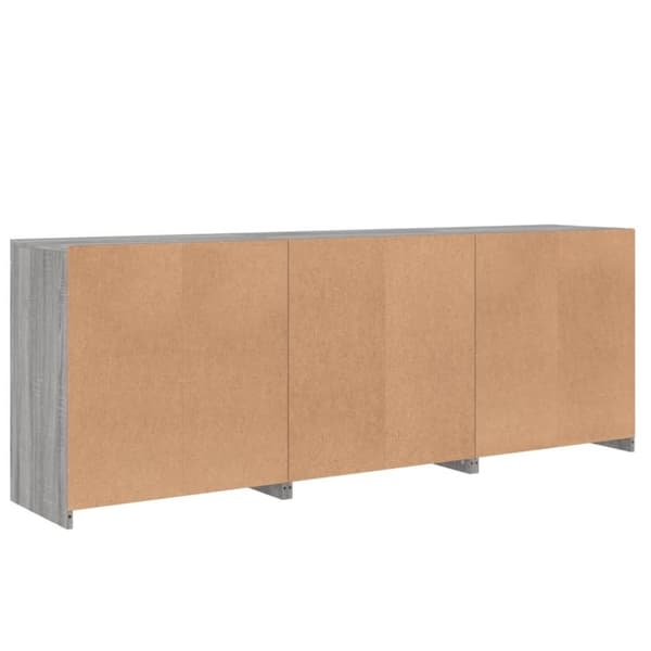 vidaXL Skjenk med LED-lys grå sonoma 181,5x37x67 cm