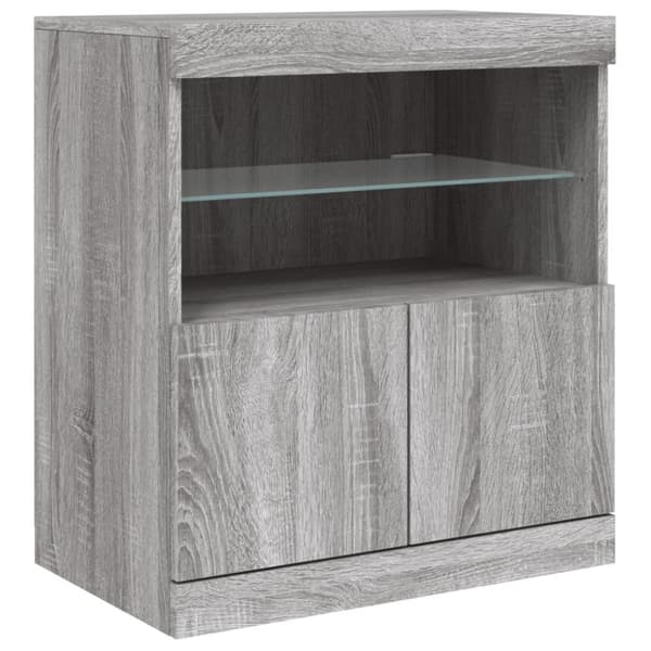 vidaXL Skjenk med LED-lys grå sonoma 181,5x37x67 cm