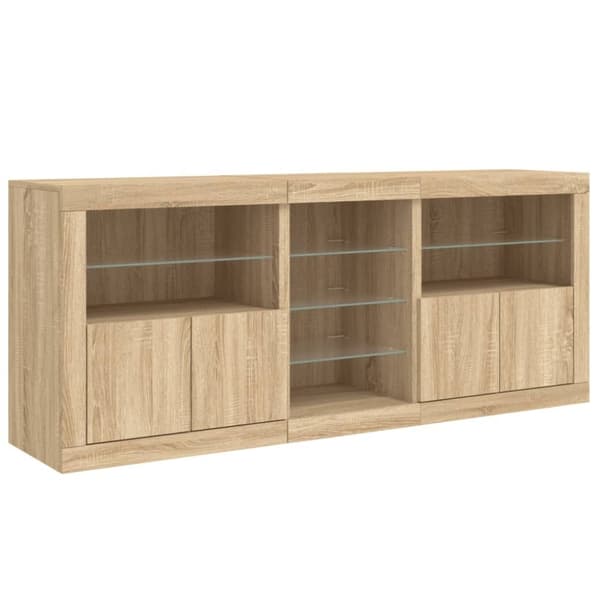 vidaXL Skänk med LED-belysning sonoma-ek 162x37x67 cm