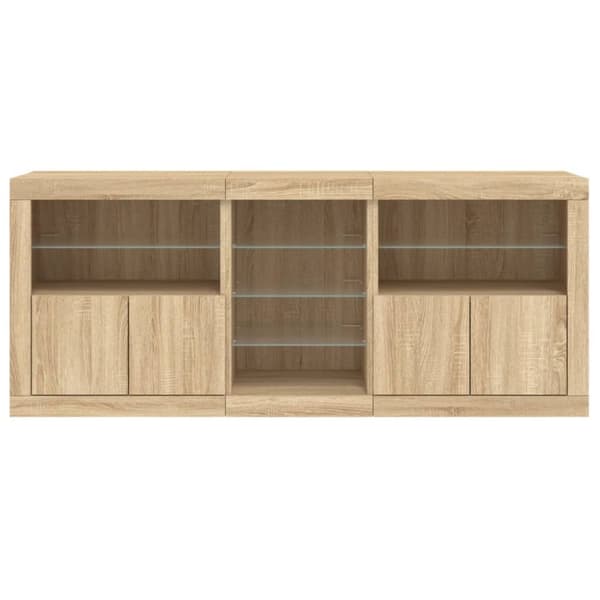vidaXL Skänk med LED-belysning sonoma-ek 162x37x67 cm