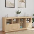 Miniatyrbillede 3 af 11: vidaXL skænk med LED-lys 164x37x67 cm sonoma-eg