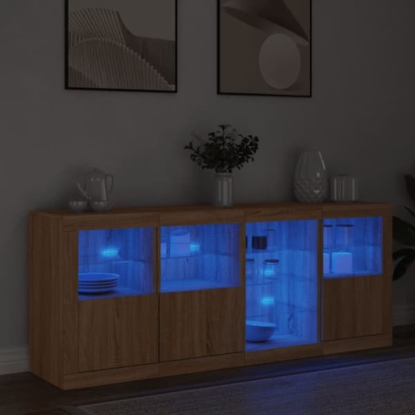 vidaXL skænk med LED-lys 164x37x67 cm sonoma-eg