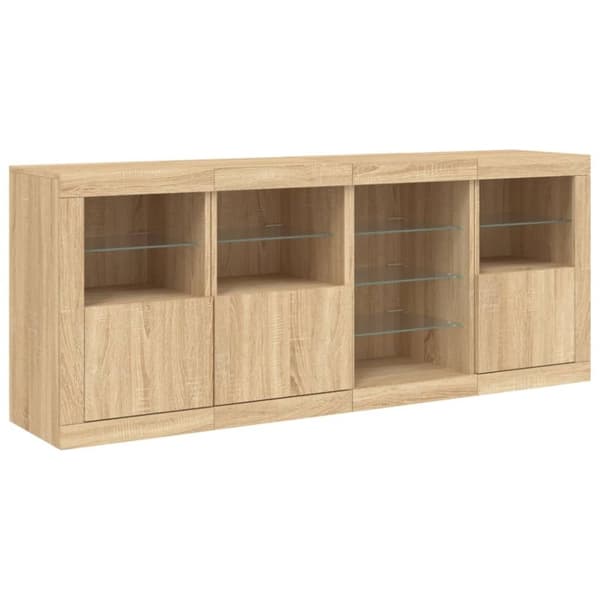 vidaXL skænk med LED-lys 164x37x67 cm sonoma-eg