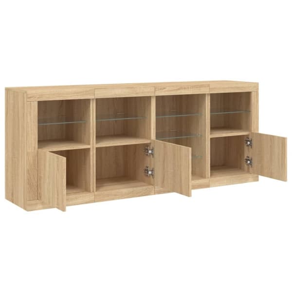 vidaXL skænk med LED-lys 164x37x67 cm sonoma-eg