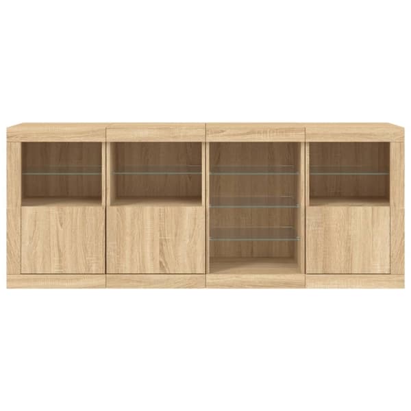 vidaXL skænk med LED-lys 164x37x67 cm sonoma-eg