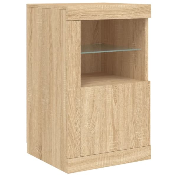 vidaXL skænk med LED-lys 164x37x67 cm sonoma-eg