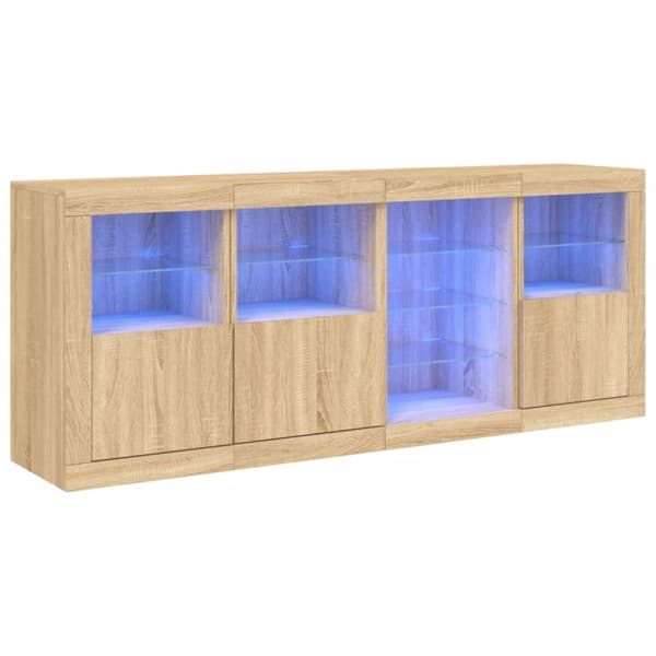 vidaXL skænk med LED-lys 164x37x67 cm sonoma-eg