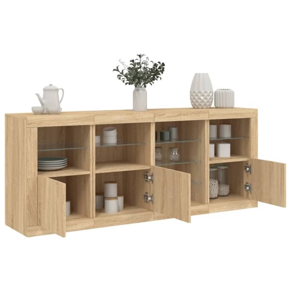 vidaXL skænk med LED-lys 164x37x67 cm sonoma-eg