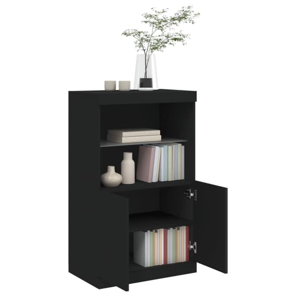 vidaXL Skänk med LED-belysning svart 60,5x37x100 cm