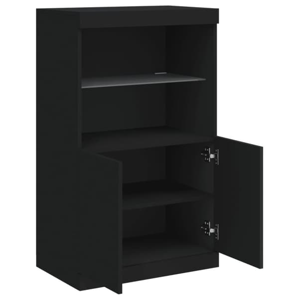 vidaXL Skänk med LED-belysning svart 60,5x37x100 cm