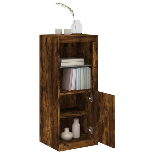 vidaXL Skjenk med LED-lys røkt eik 41x37x100 cm