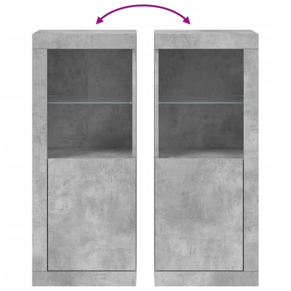 vidaXL Skänk med LED-belysning betonggrå 41x37x100 cm