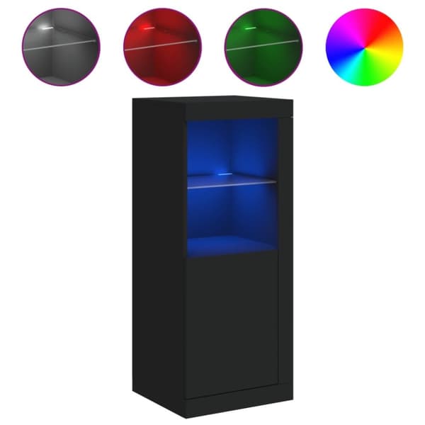 vidaXL Skänk med LED-belysning svart 41x37x100 cm