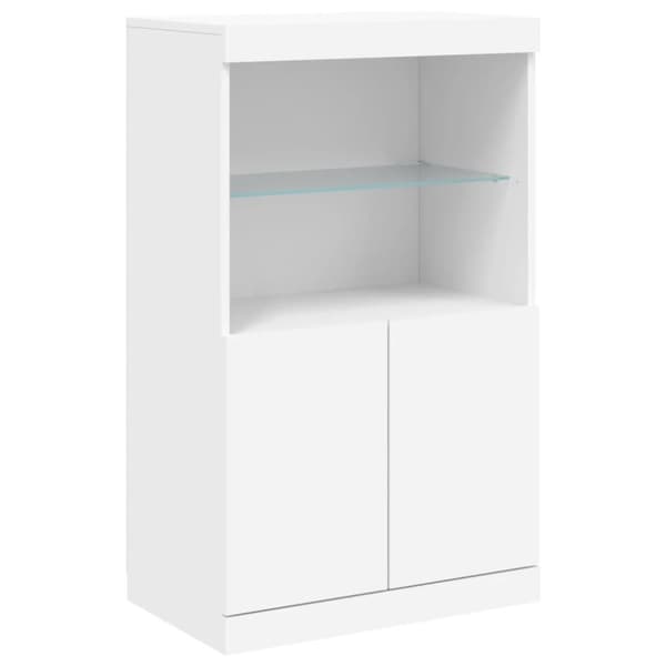 vidaXL Skänk med LED-belysning vit 60,5x37x100 cm