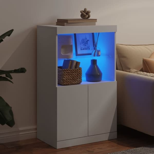 vidaXL Skänk med LED-belysning vit 60,5x37x100 cm