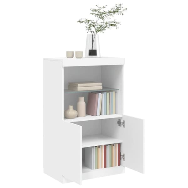 vidaXL Skänk med LED-belysning vit 60,5x37x100 cm