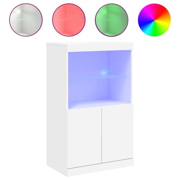 vidaXL Skänk med LED-belysning vit 60,5x37x100 cm