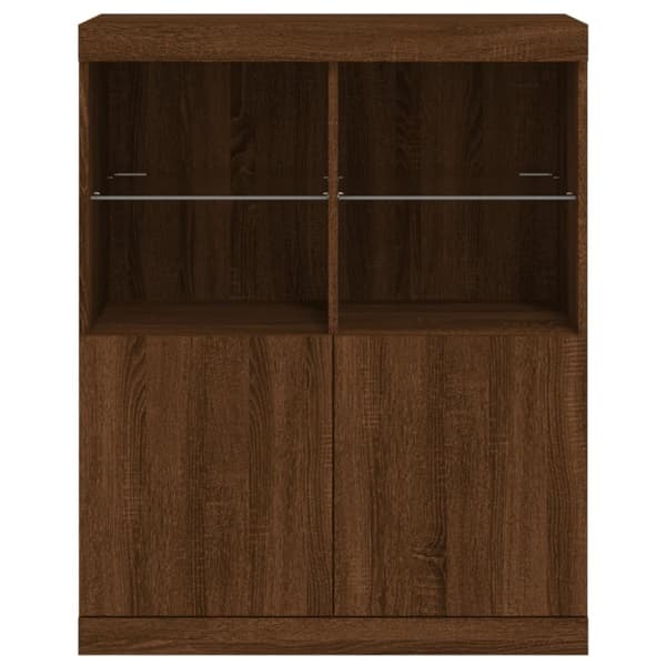 vidaXL Skänk med LED-belysning brun ek 81x37x100 cm