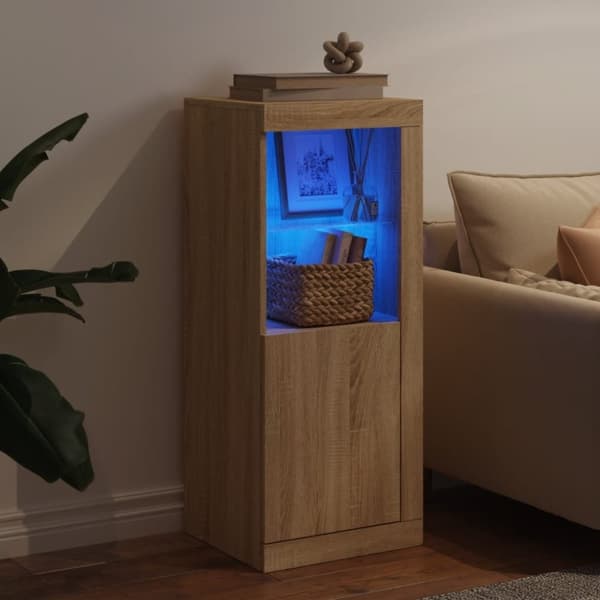 vidaXL Skjenk med LED-lys sonoma eik 41x37x100 cm