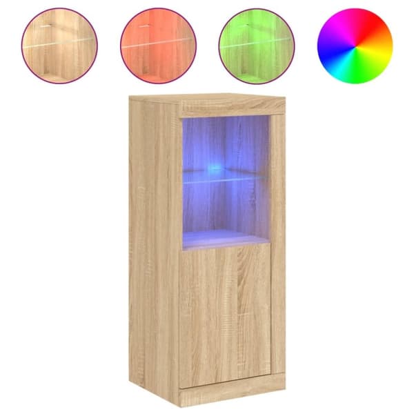 vidaXL Skjenk med LED-lys sonoma eik 41x37x100 cm