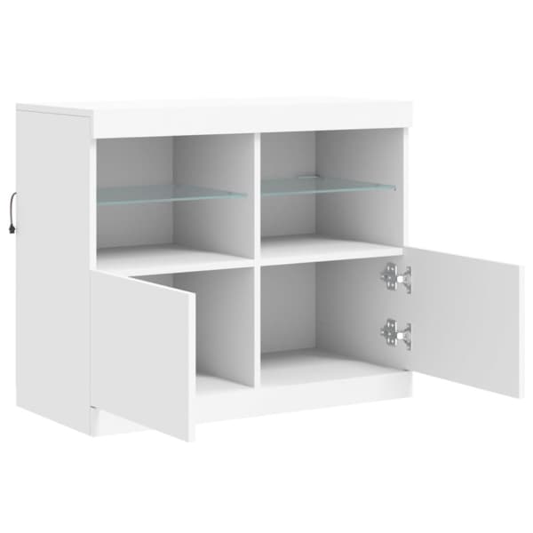 vidaXL Skjenk med LED-lys hvit 81x37x67 cm