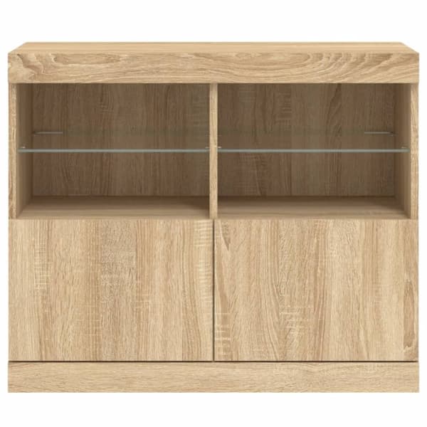 vidaXL Skänk med LED-belysning sonoma-ek 81x37x67 cm
