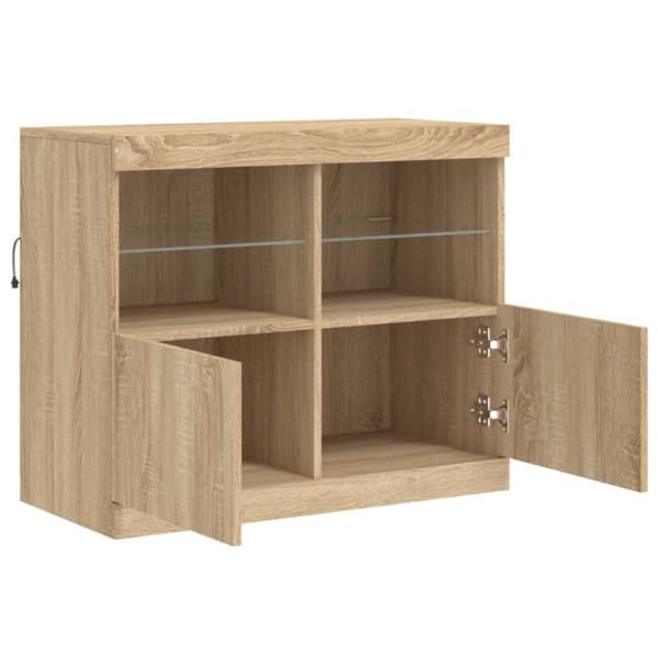 vidaXL Skänk med LED-belysning sonoma-ek 81x37x67 cm
