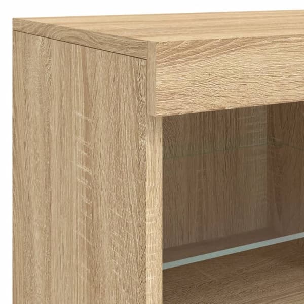 vidaXL Skänk med LED-belysning sonoma-ek 81x37x67 cm