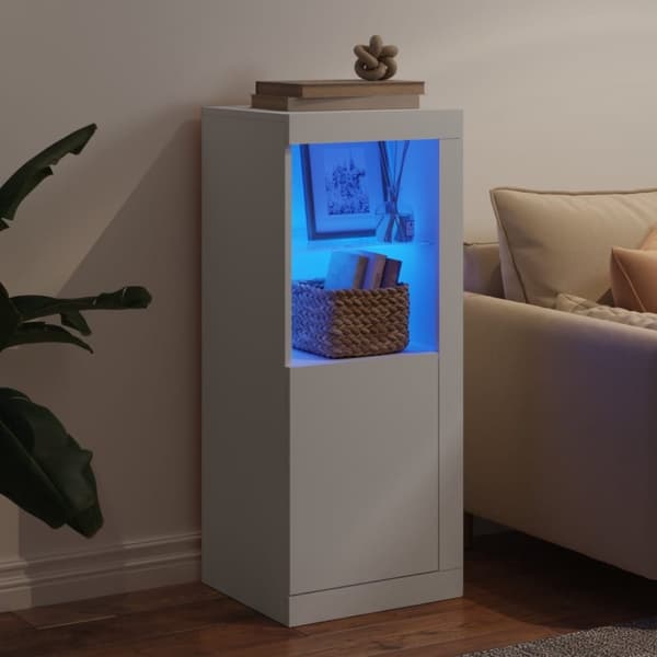 vidaXL Skänk med LED-belysning vit 41x37x100 cm