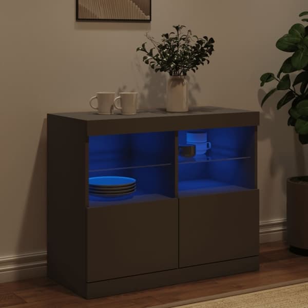 vidaXL Skjenk med LED-lys svart 81x37x67 cm