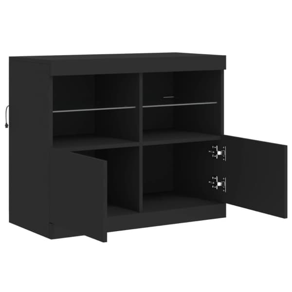 vidaXL Skjenk med LED-lys svart 81x37x67 cm