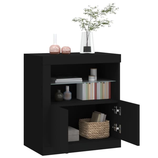 vidaXL skænk med LED-lys 60,5x37x67 cm sort