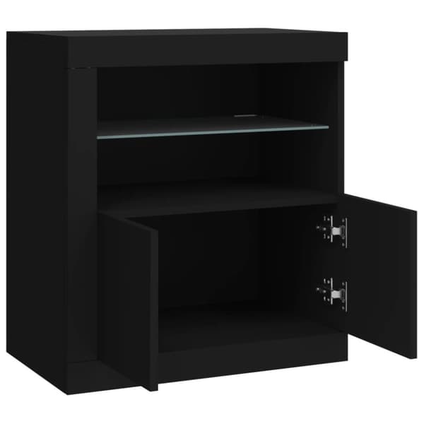 vidaXL skænk med LED-lys 60,5x37x67 cm sort