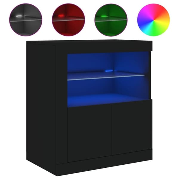vidaXL skænk med LED-lys 60,5x37x67 cm sort