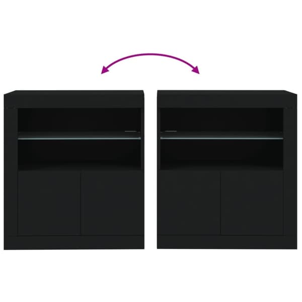 vidaXL Skjenk med LED-lys svart 60,5x37x67 cm