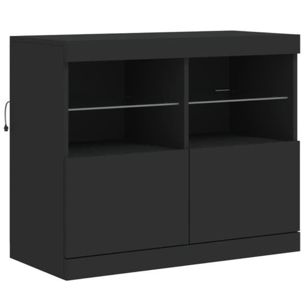 vidaXL skænk med LED-lys 81x37x67 cm sort