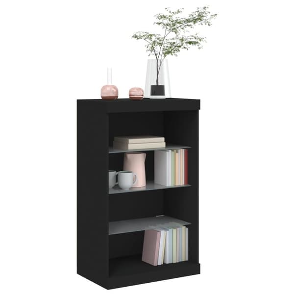 vidaXL Skjenk med LED-lys svart 60,5x37x100 cm