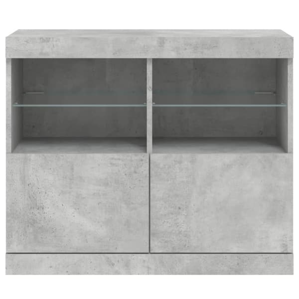 vidaXL skænk med LED-lys 81x37x67 cm betongrå