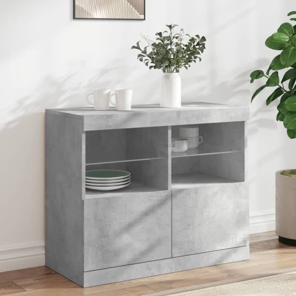 vidaXL skænk med LED-lys 81x37x67 cm betongrå