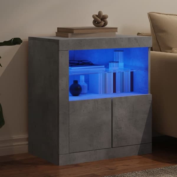 vidaXL skænk med LED-lys 60,5x37x67 cm betongrå