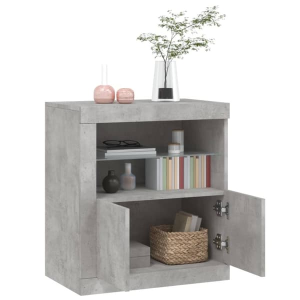 vidaXL skænk med LED-lys 60,5x37x67 cm betongrå