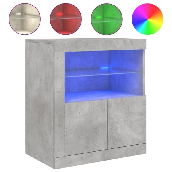 vidaXL skænk med LED-lys 60,5x37x67 cm betongrå