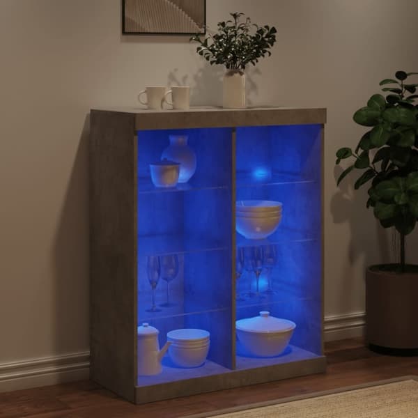 vidaXL Skjenk med LED-lys betonggrå 81x37x100 cm